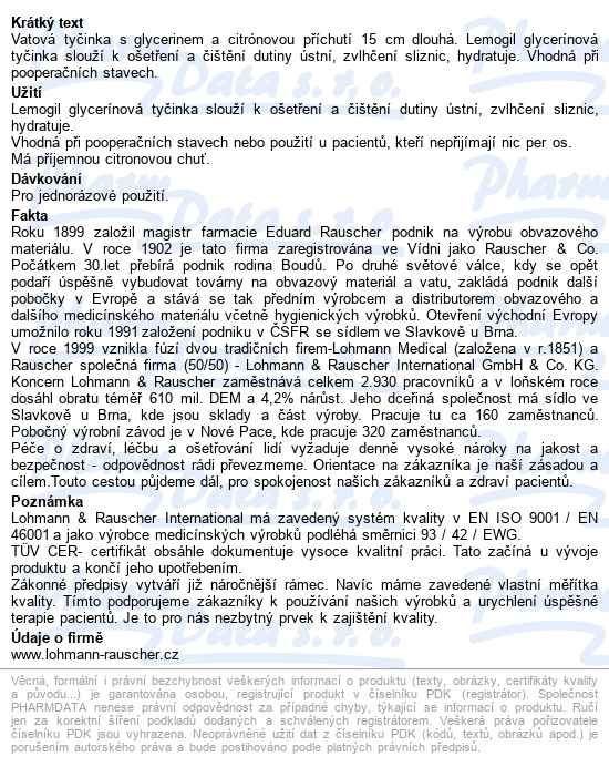 Vatové Tyčinky S Glycerinem Lemon-swab 15cm/75ks - popis