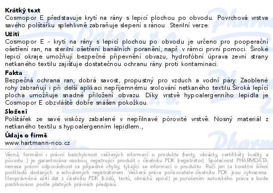 Rychloobvaz Cosmopor E 35x10cm/25ks sterilní náplasti - popis