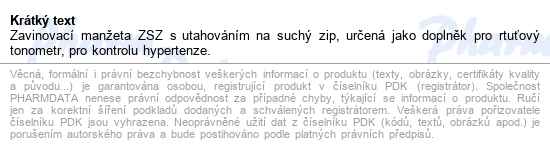 Tonometr Rtuťový Manžeta Suchý Zip - popis