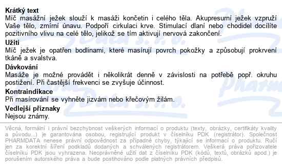 Míč Masážní Ježek Pr.6cm - popis