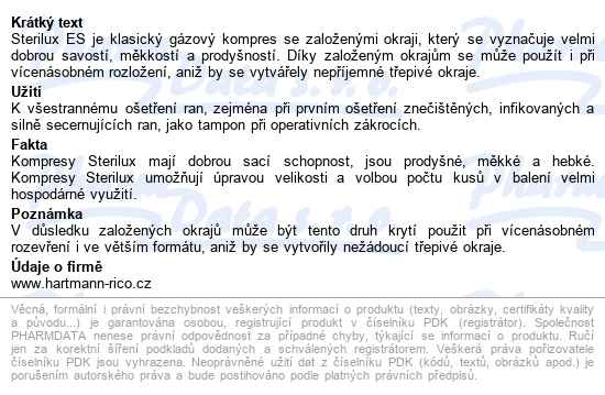 Gáza Skládaná Kompresy Nesterilní Sterilux Es 5x5cm,8 vrstev,100ks - popis