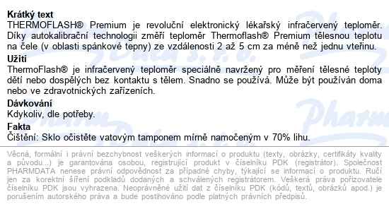 Exacto Thermoflash Premium Teploměr Bezkontaktní - popis