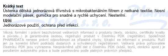 ústenka Dětská Modrá S Gumičkami/5ks Steriwund - popis