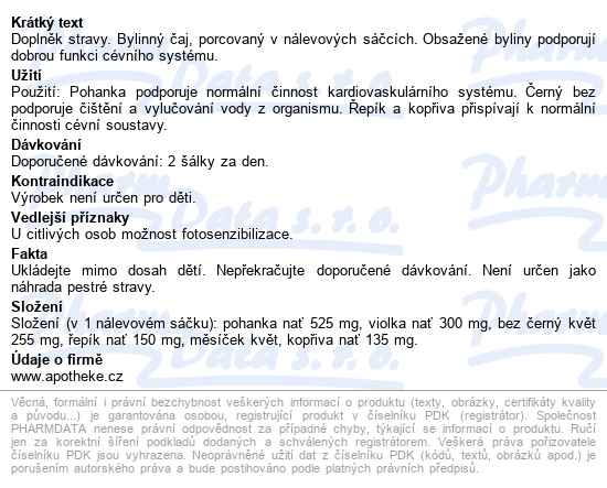 čaj Bylináře Na žíly 40x1.5g - popis