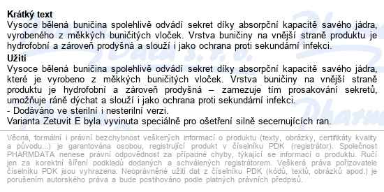 Kompresy Kombinované Savé Zetuvit E Sterilní 10x10cm,25ks - popis