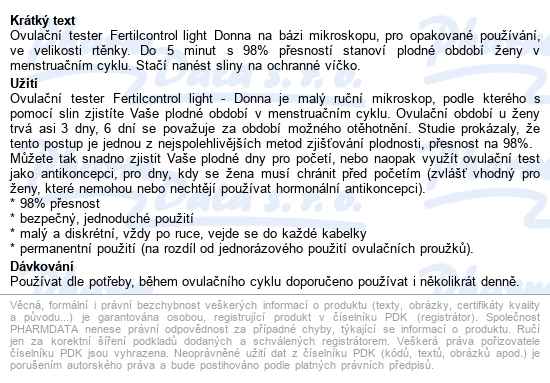 Fertilcontrol Light Ovulační Test 1ks - popis