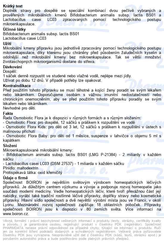 Osmobiotic Flora Por.gra.sus. 12 Sáčků - popis