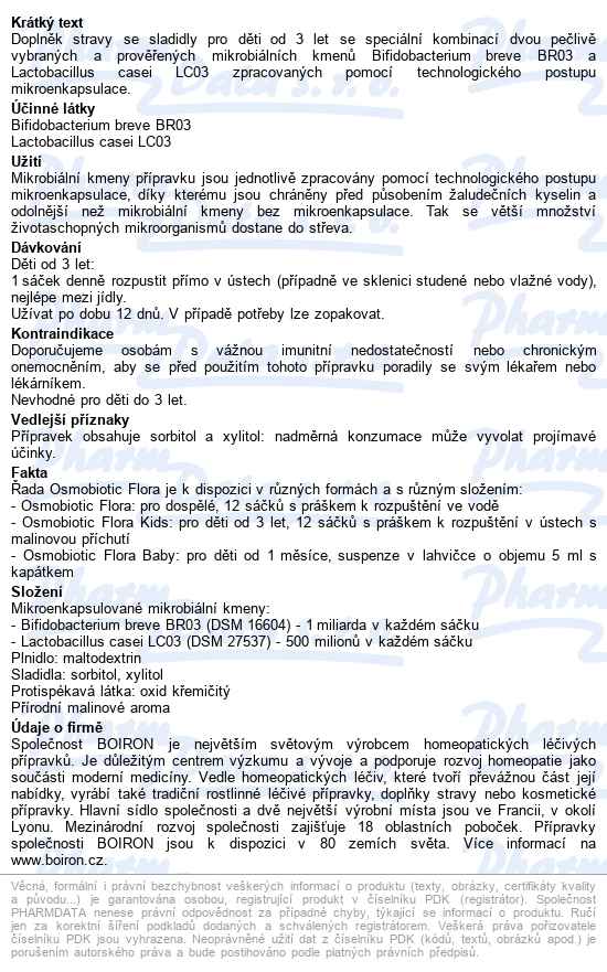 Osmobiotic Flora Kids Por.gra.sus. 12 Sáčků - popis