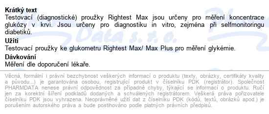 Proužky Diagnostické Rightest Max Plus Gs 770 (pro Zp Kód 0142799) inzulínový režim, 50 ks, bez kódování - popis