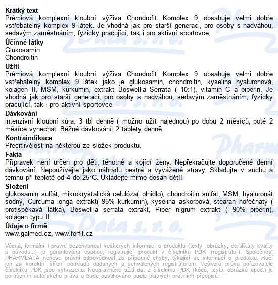 Chondrofit Komplex 9 Tbl.180 - popis