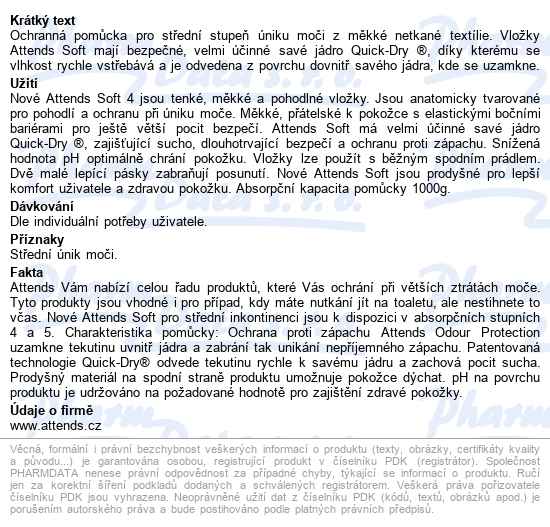 Pleny Absorpční Attends Soft Super 4 1000ml, 30ks - popis