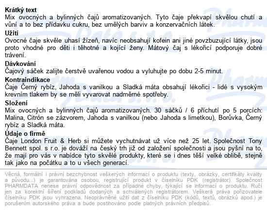 čaj Lfh Garden Fruits Box 6 Druhů 30 Nálevových sáčků - popis