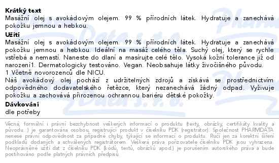 Mustela Masážní olej s avokádovým olejem 100 ml repack - popis