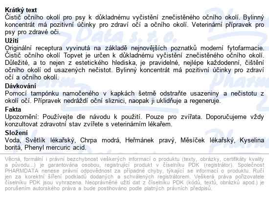 Topvet čistič očního okolí pro psy 50ml - popis