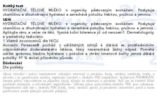 Mustela Hydratační tělové mléko 300 ml repack - popis