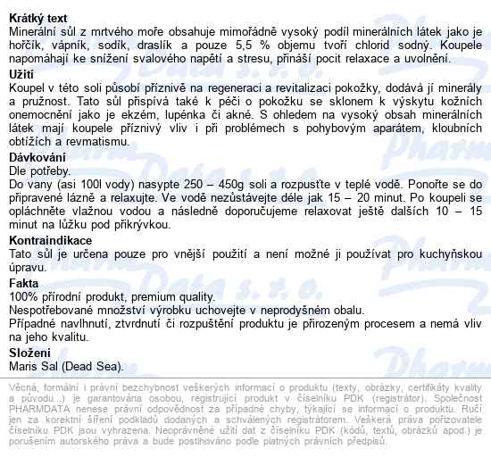 Thermelove Sůl Z Mrtvého Moře 500g - popis