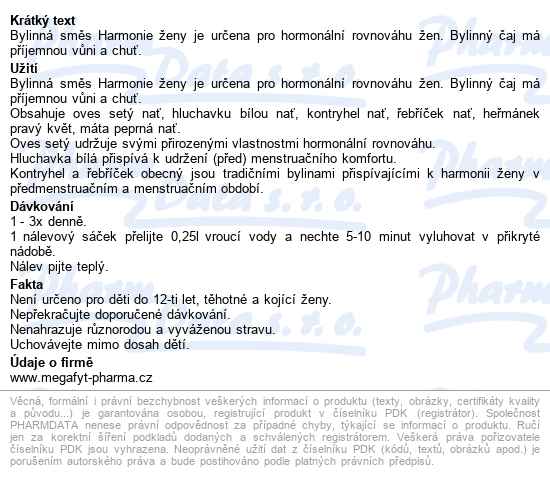 Megafyt Harmonie ženy 20x1.5g - popis