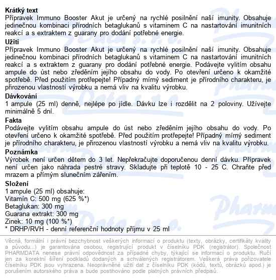 Immuno Booster Akut 10 Ampulí S Pomeranč. Příchutí - popis
