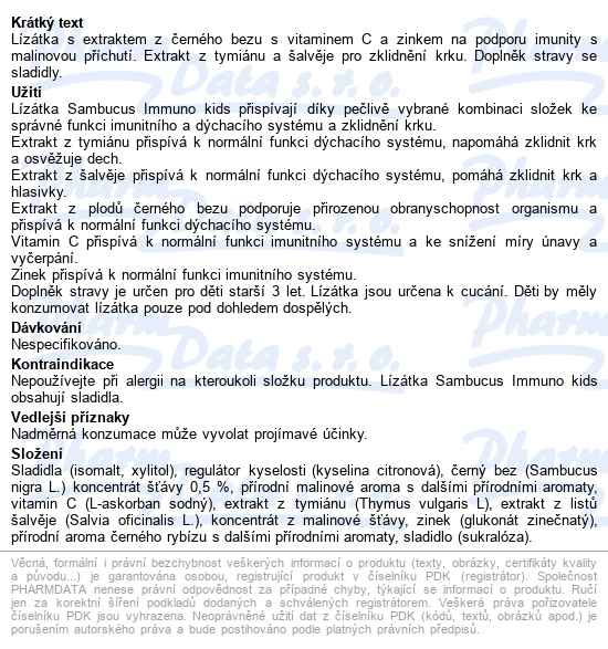 Sambucus Immuno Kids Lízátka 5 Ks - popis