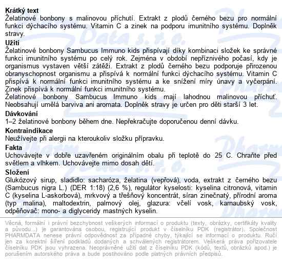Sambucus Immuno Kids želatinové Bonbony 60 Kusů - popis