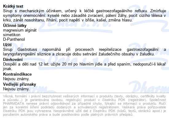 Gastrotuss Sirup Sáčky 20x20ml - popis