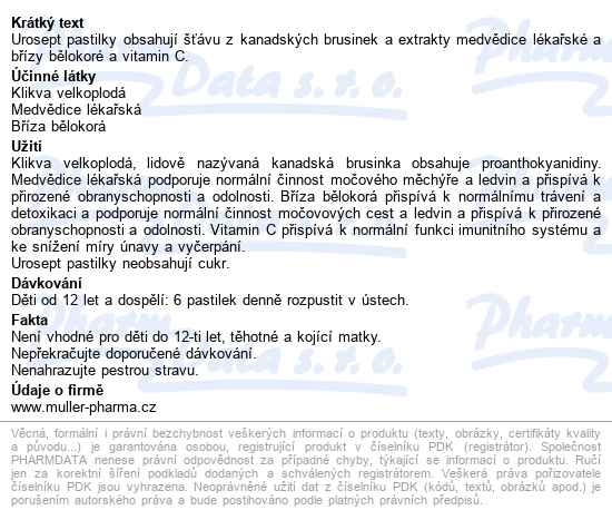 Urosept Pastilky Bez Cukru 24ks Dr.müller - popis