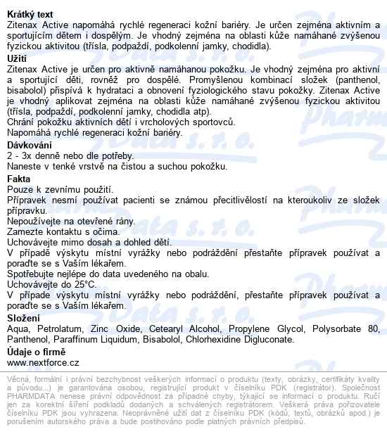 Zitenax Active Krémpasta 50ml - popis