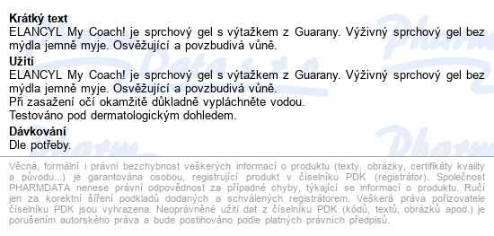 Elancyl My Coach! Shower Gel 200ml - popis