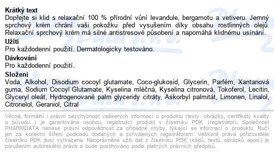 Weleda Relax Levandulový Sprchový Krém 200ml - popis