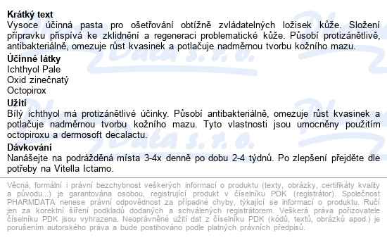 Vitella Ictamo Forte Pasta S Bílým Ichthyolem 30g - popis