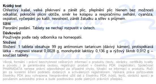 Antimonium Tartaricum Akh Tbl.60 - popis