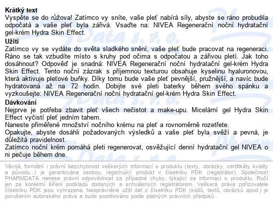 Nivea Hydra Skin Effect Noční Krém 50ml 94202 - popis