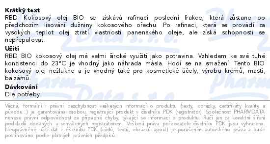 RBD Kokosový olej BIO 1000ml Wolfberry - popis