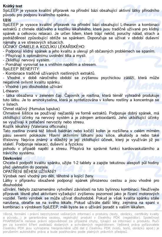 Spileep Tbl.30 - popis
