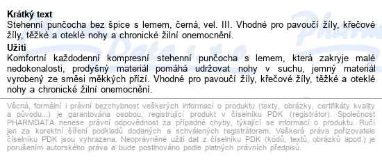 Jobst Opaque stehenní punčocha bez špice s lemem, Velikost III, Černá barva - popis