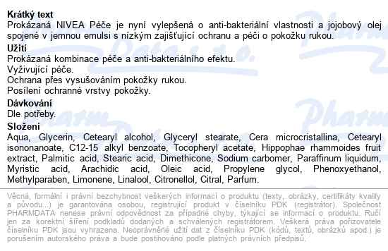 Nivea Care&protect Krém Na Ruce 75ml 84818 - popis