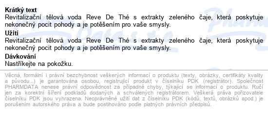 Nuxe Reve De Thé Body Přírodní Tělová Voda 100ml - popis