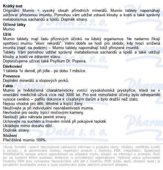 Dr.popov Mumio 200mg Tbl.60 - popis