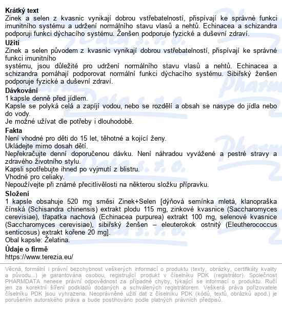 Terezia Zinek+selen+echinacea Cps.30 - popis