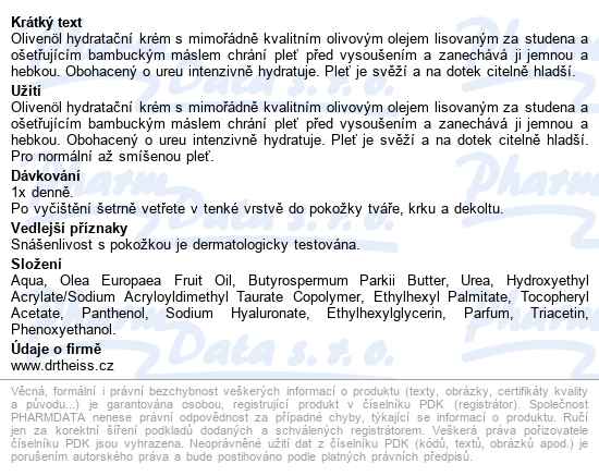 Olivenöl Hydratační Krém S Hyaluronem A Ureou 50ml - popis