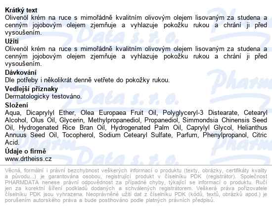 Olivenöl Krém Na Ruce 100ml - popis