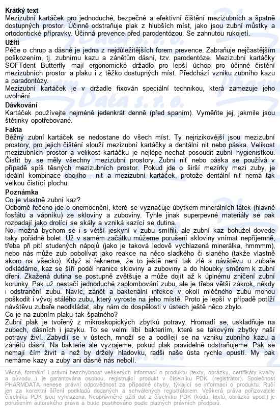 Softdent Butterfly Mezizubní Kartáček Zahn.s 6ks - popis