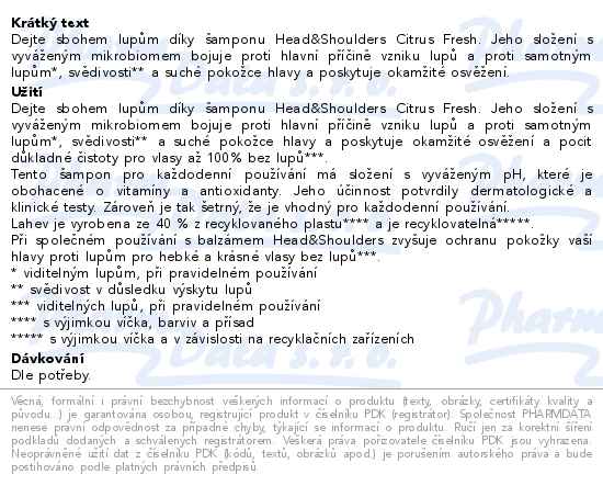 Head&Shoulders Citrus Fresh šampon 400 ml - popis