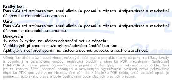 Perspi-guard Antiperspirant Sprej 30ml - popis