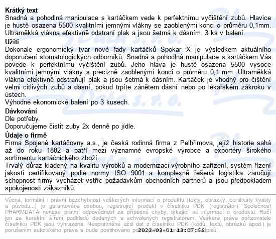 Spokar X Ultrasoft zubní kartáček 3 ks - popis