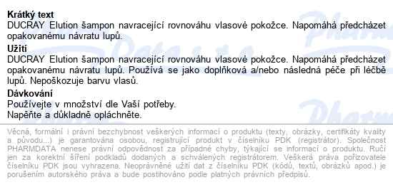 Ducray Elution šampon Pro Citlivou Pokožku 400ml - popis