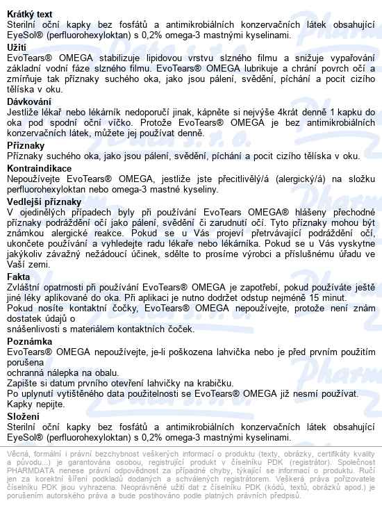 Evotears Omega 3ml - popis