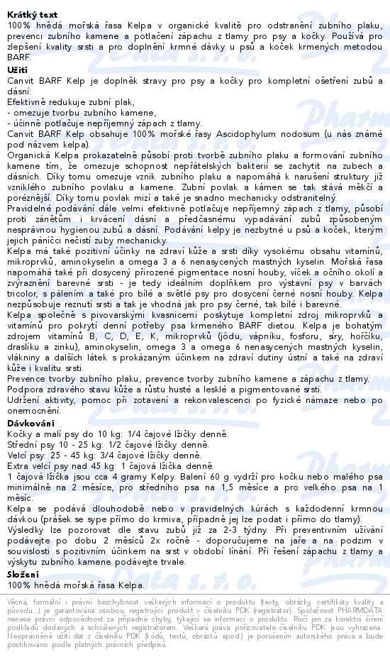 Canvit BARF Kelp 60g - popis