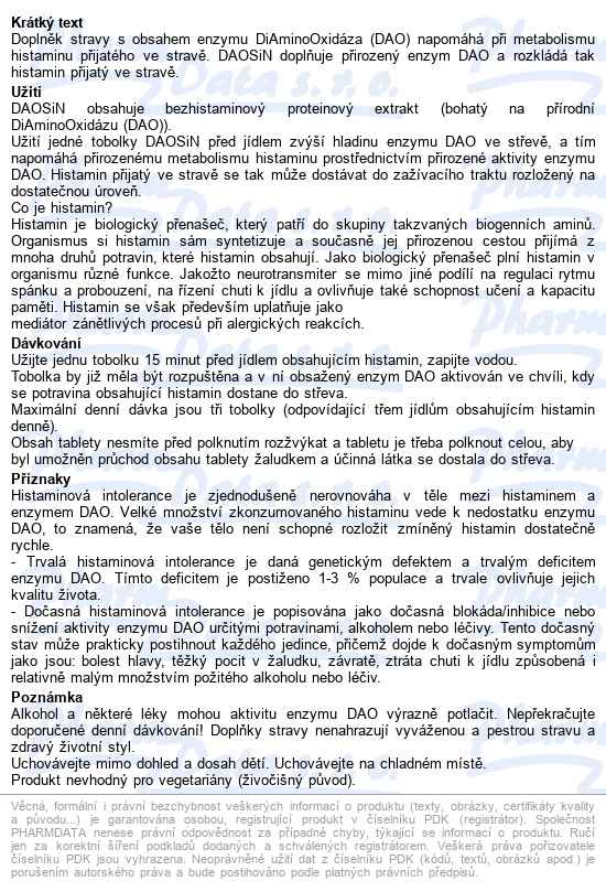 Daosin Tablety Tbl.30 - popis