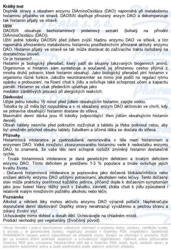 Daosin Tablety Tbl.60 - popis